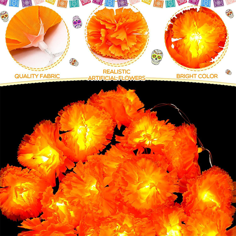 Lighting Decor For Diwali - 3M Mexican Marigold Artificial Flowers Day