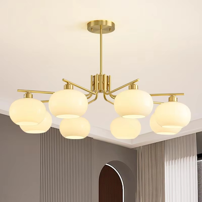 Decor Lighting Fixtures - Modern Real Copper Glass Ball Ceiling
