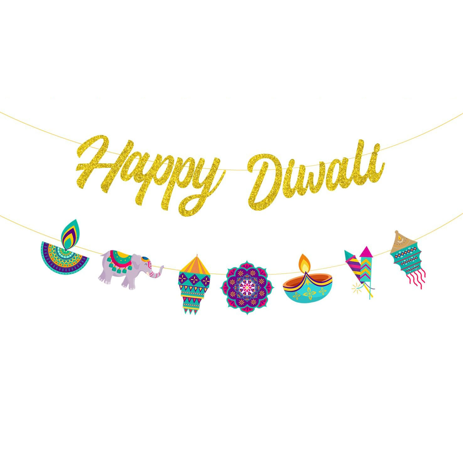 Lighting Decor For Diwali - Diwali Party Decorations Happy Diwali Gold