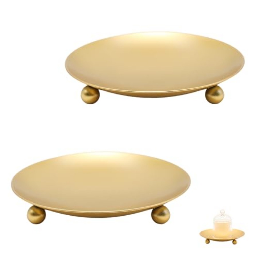 Candle Holder Set - 2Pcs Iron Plate Candle Holder Set