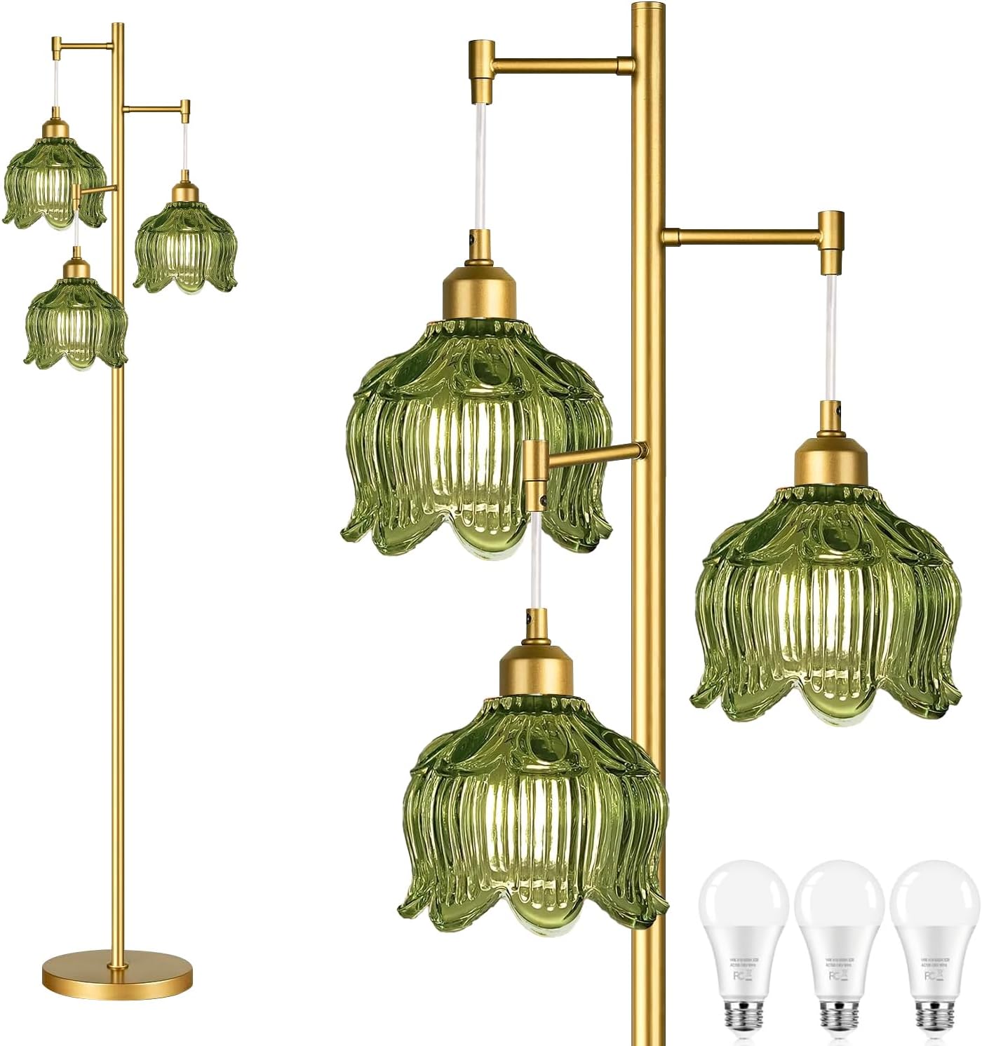 Vintage Gold Glass Floor Lamp  - Lighting Decor のレビューと価格