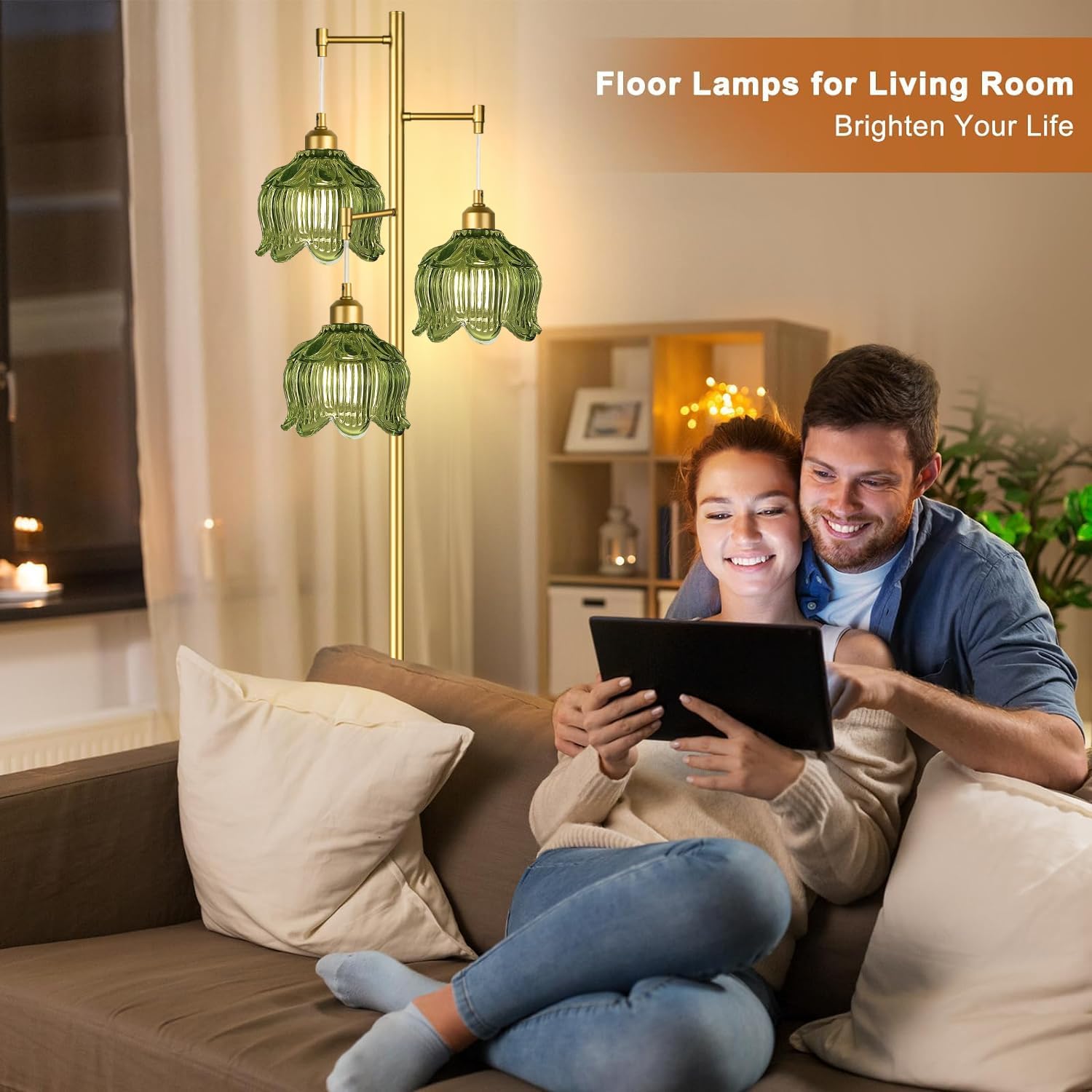 Vintage Gold Glass Floor Lamp  - Lighting Decor のレビューと価格