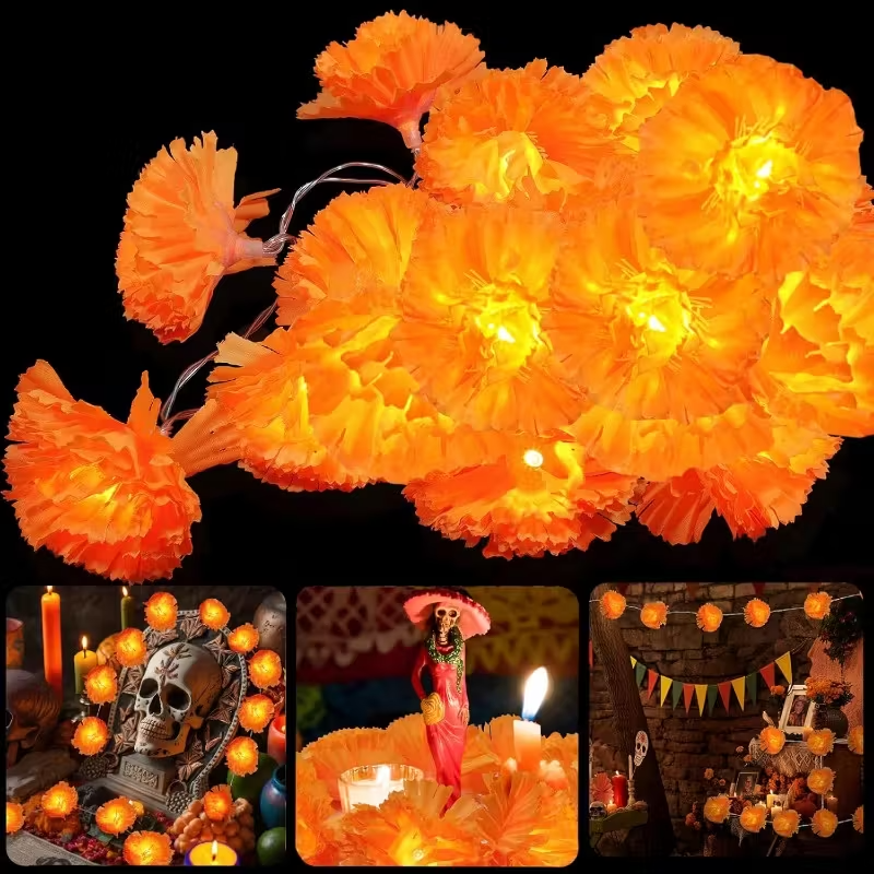 5 Ft LED Orange Marigold Garla - Lighting Decor For Diwali のレビューと価格