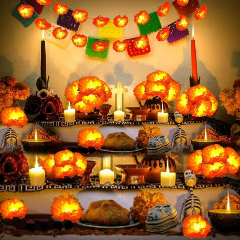 5 Ft LED Orange Marigold Garla - Lighting Decor For Diwali のレビューと価格