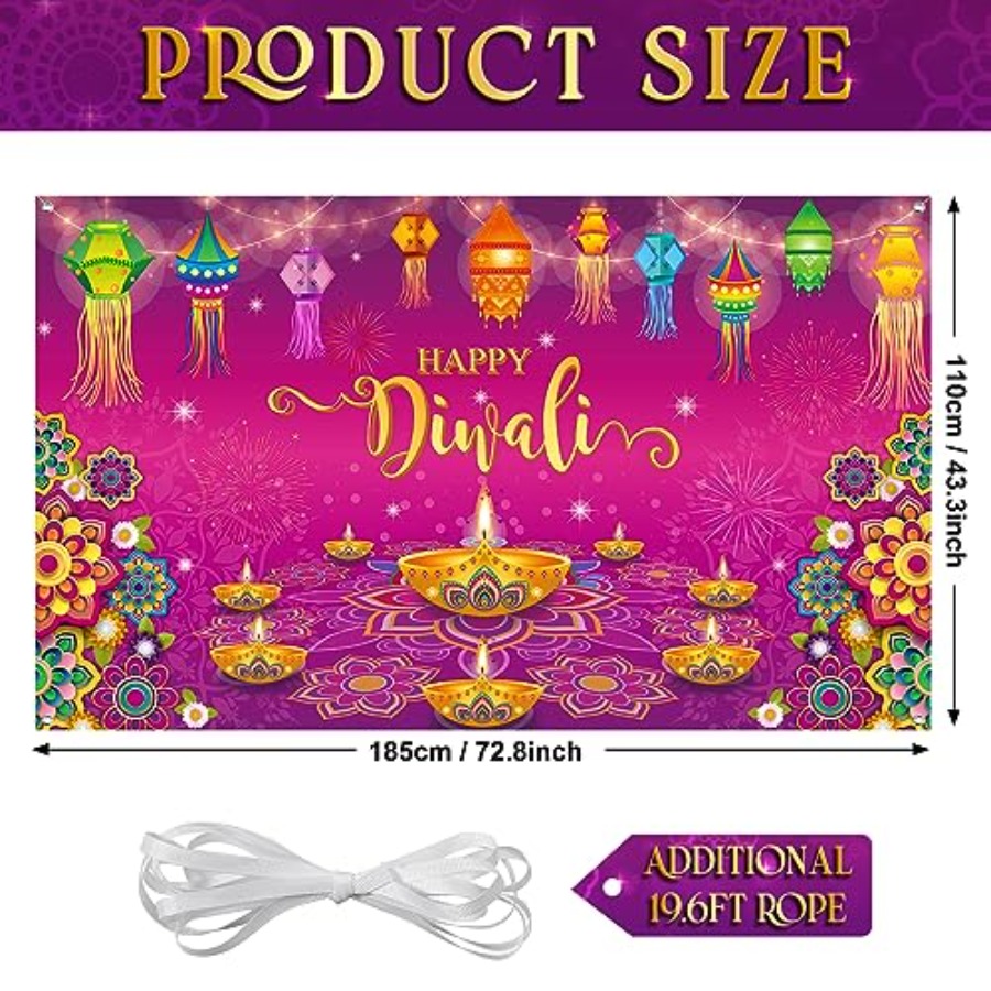 Happy Diwali Backdrop Banner D - Lighting Decor For Diwali のレビューと価格