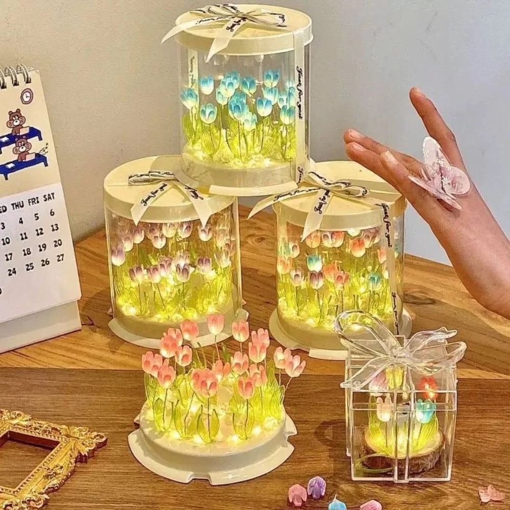 Tulip Lamp DIY Handmade Materi - Decor Lighting Table Lamps のレビューと価格