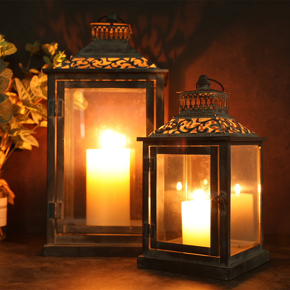 Set of Two Antique Grey Metal  - Candle Holder Set のレビューと価格