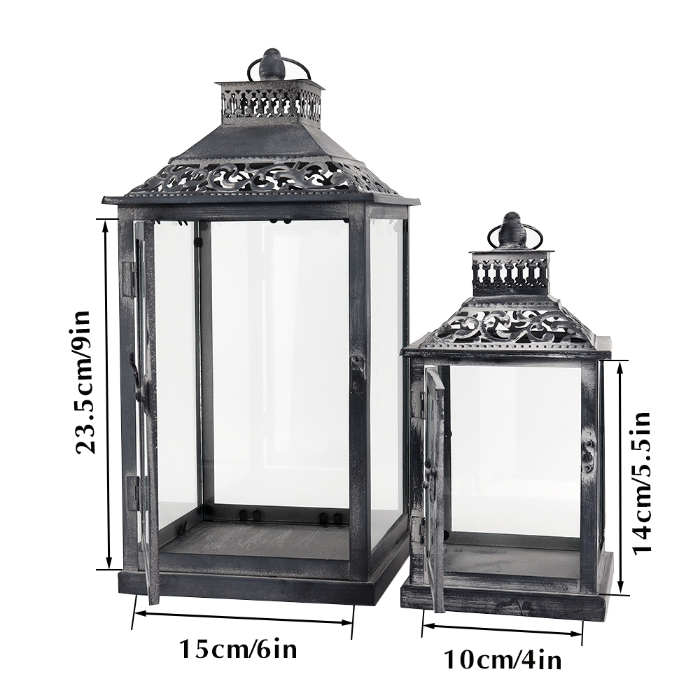 Set of Two Antique Grey Metal  - Candle Holder Set のレビューと価格