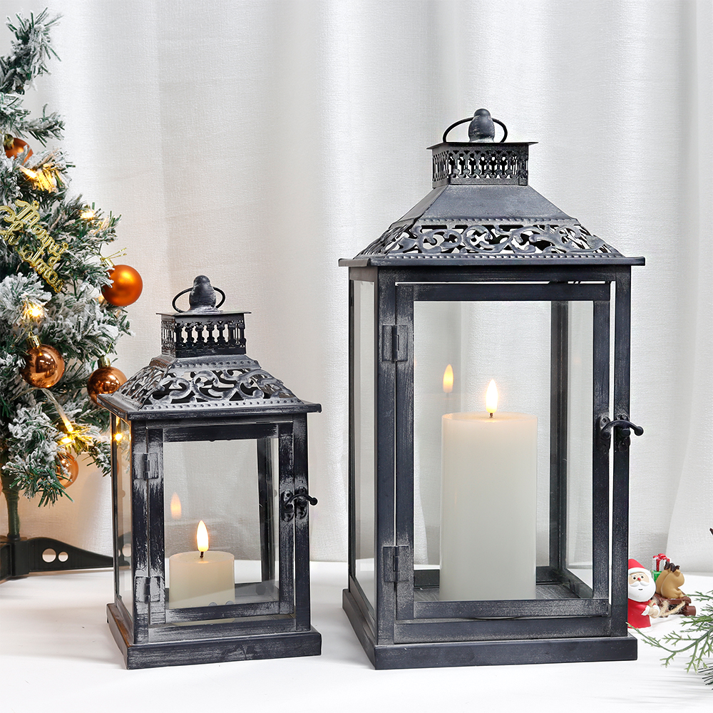 Set of Two Antique Grey Metal  - Candle Holder Set のレビューと価格