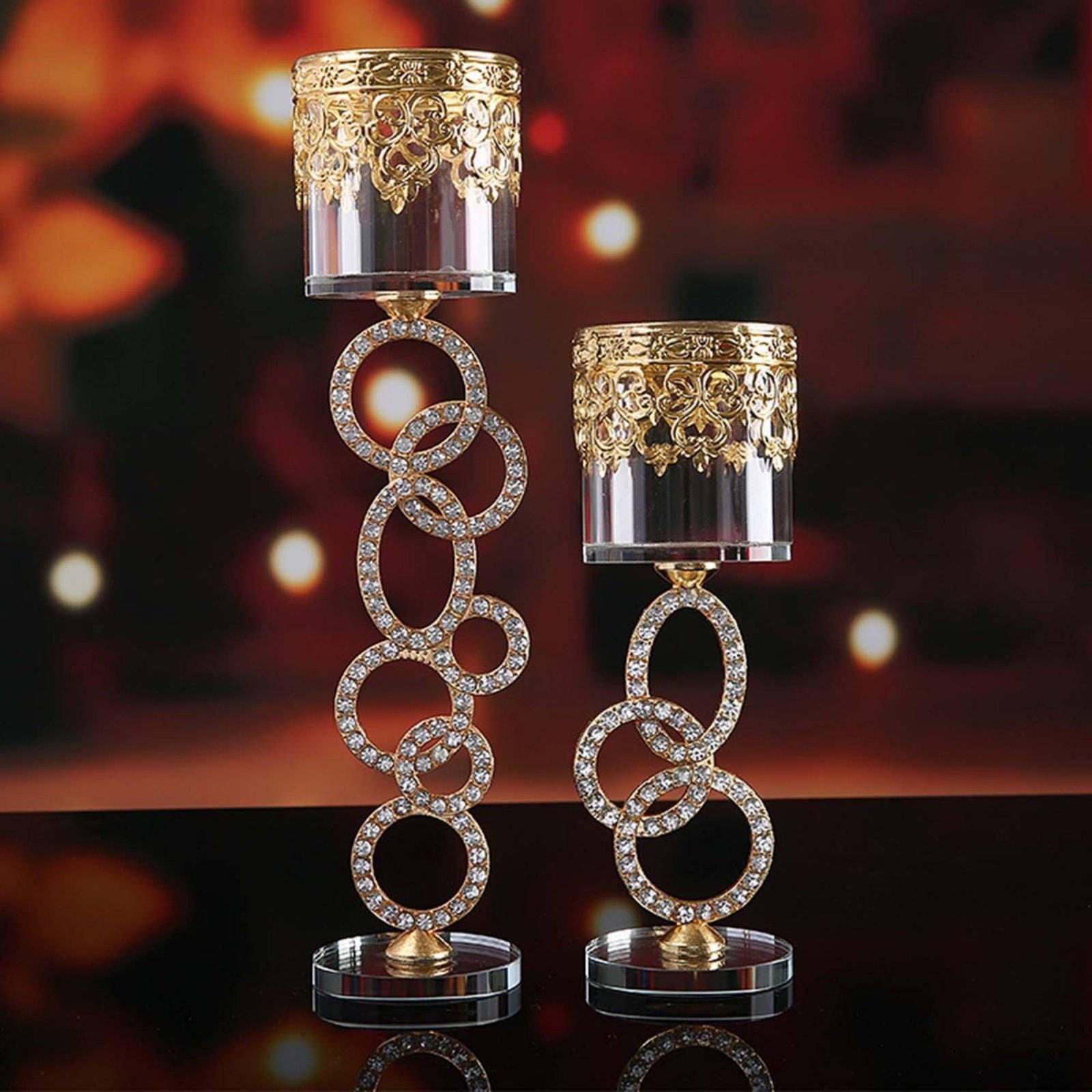 2 Pieces Crystal Metal Candle  - Candle Holder Set のレビューと価格