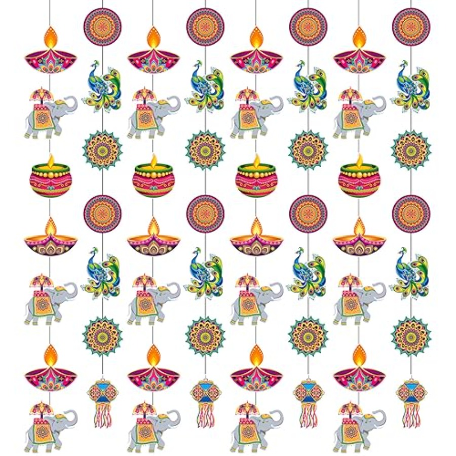 8 Pcs Happy Diwali Hanging Dec - Lighting Decor For Diwali のレビューと価格