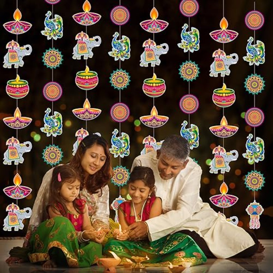 8 Pcs Happy Diwali Hanging Dec - Lighting Decor For Diwali のレビューと価格