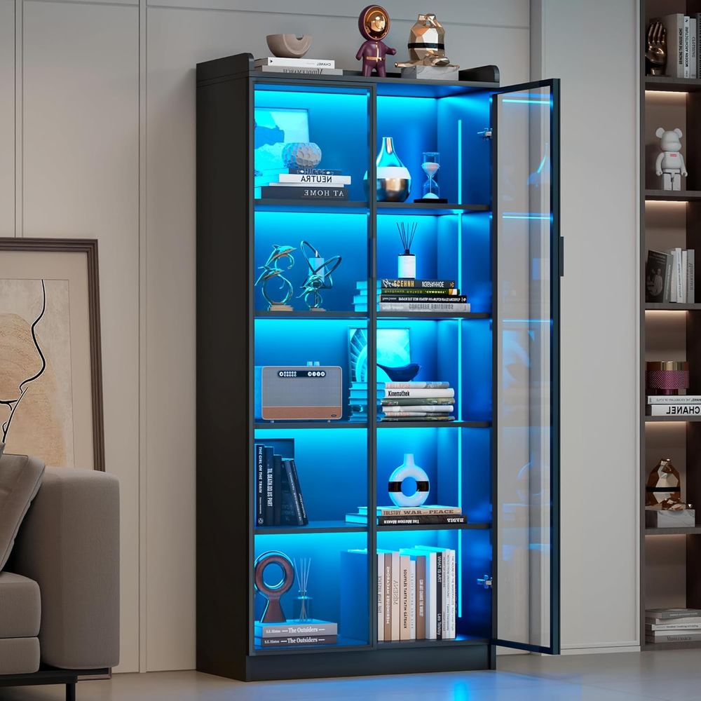 65 Glass Curio Cabinet with 5- - Lighting Decor のレビューと価格