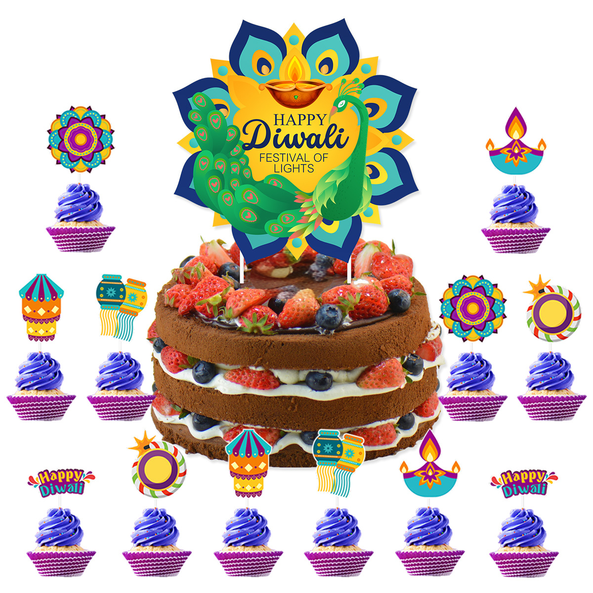 Diwali Theme Cake Decoration,H - Lighting Decor For Diwali のレビューと価格