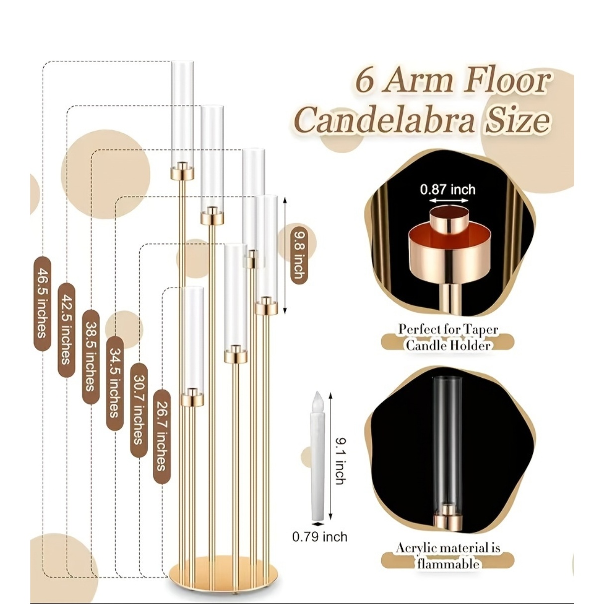 2 Sets Floor Candelabra 6 Arms - Candle Holder Set のレビューと価格