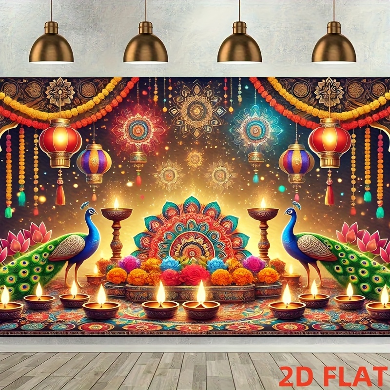 Diwali Peacock Lantern Tapestr - Lighting Decor For Diwali のレビューと価格