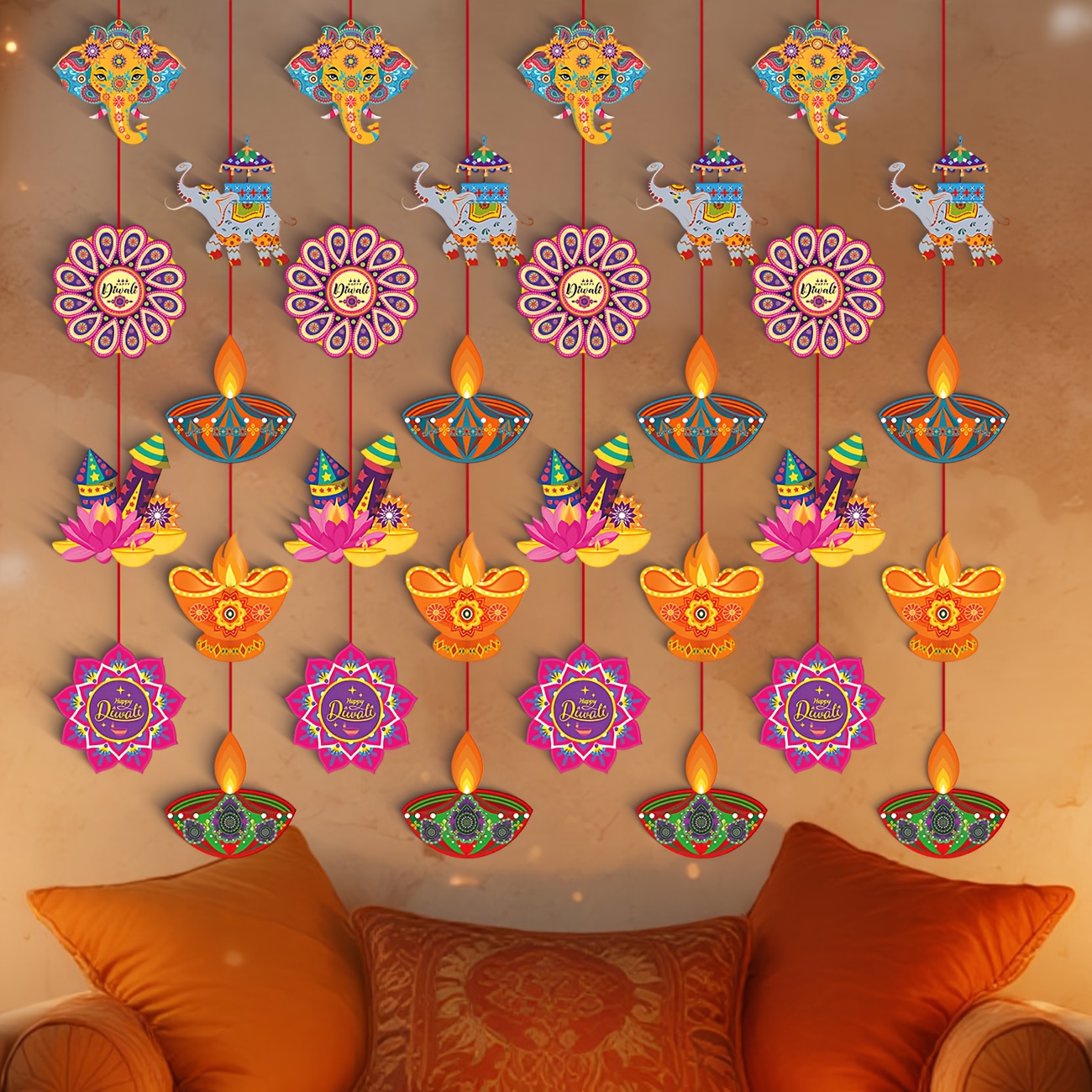 Happy Diwali Hanging Decoratio - Lighting Decor For Diwali のレビューと価格