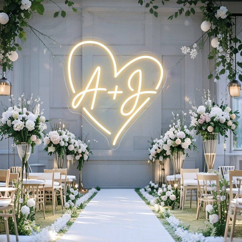 Custom Initials Heart LED Neon - Wedding Lighting And Decor のレビューと価格