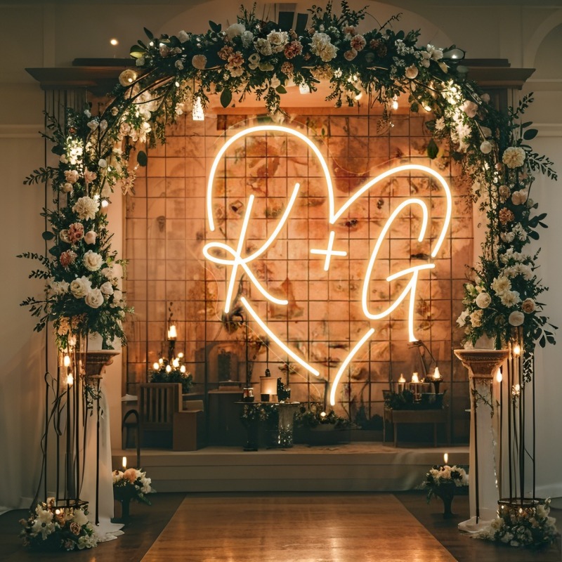 Custom Initials Heart LED Neon - Wedding Lighting And Decor のレビューと価格
