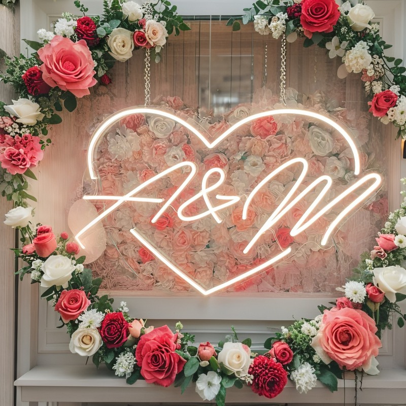 Custom Initials Heart LED Neon - Wedding Lighting And Decor のレビューと価格