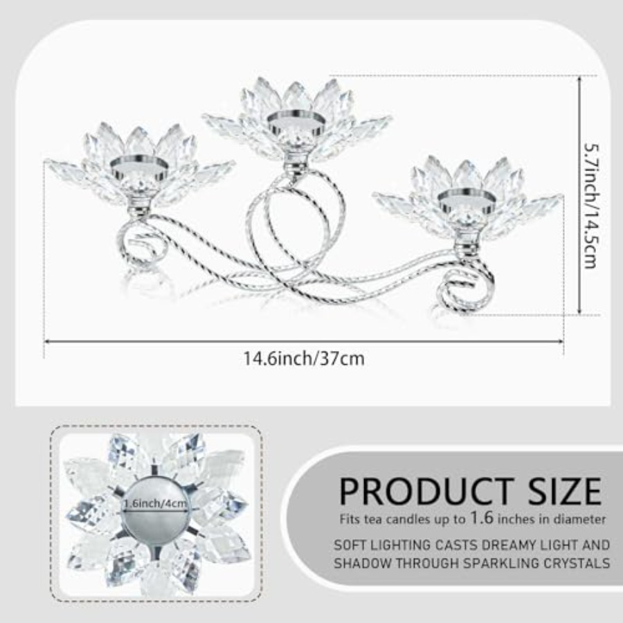 2Pcs Siver Crystal Metal Tea L - Candle Holder Set のレビューと価格
