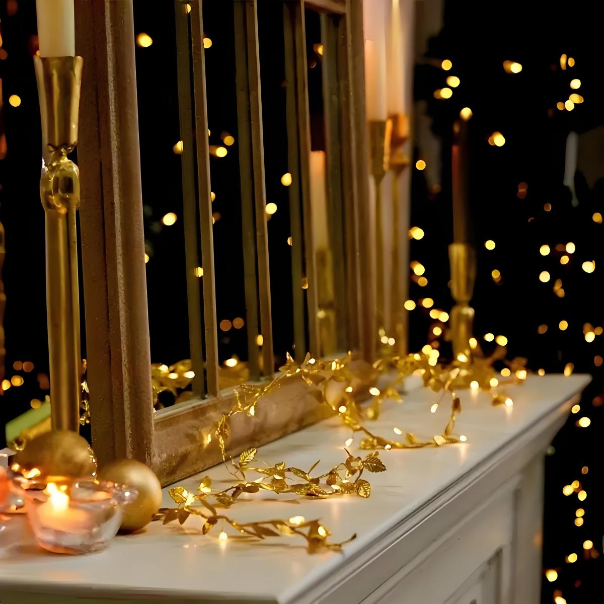 Led Romantic Golden Leaf Fairy - Lighting Decor For Diwali のレビューと価格