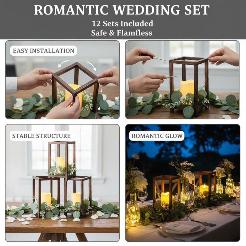 12 Set/36 Pcs Wooden Wedding L - Candle Holder Set のレビューと価格