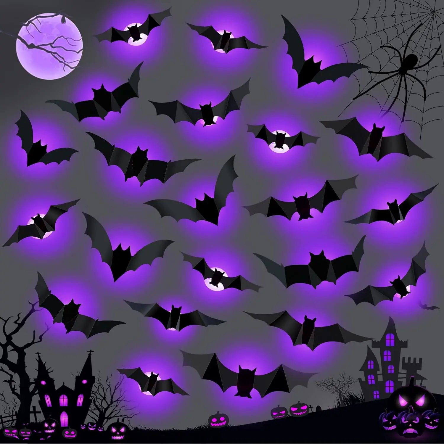 Halloween LED Bats Spider Deco - Outdoor Lighting Wedding Decor のレビューと価格