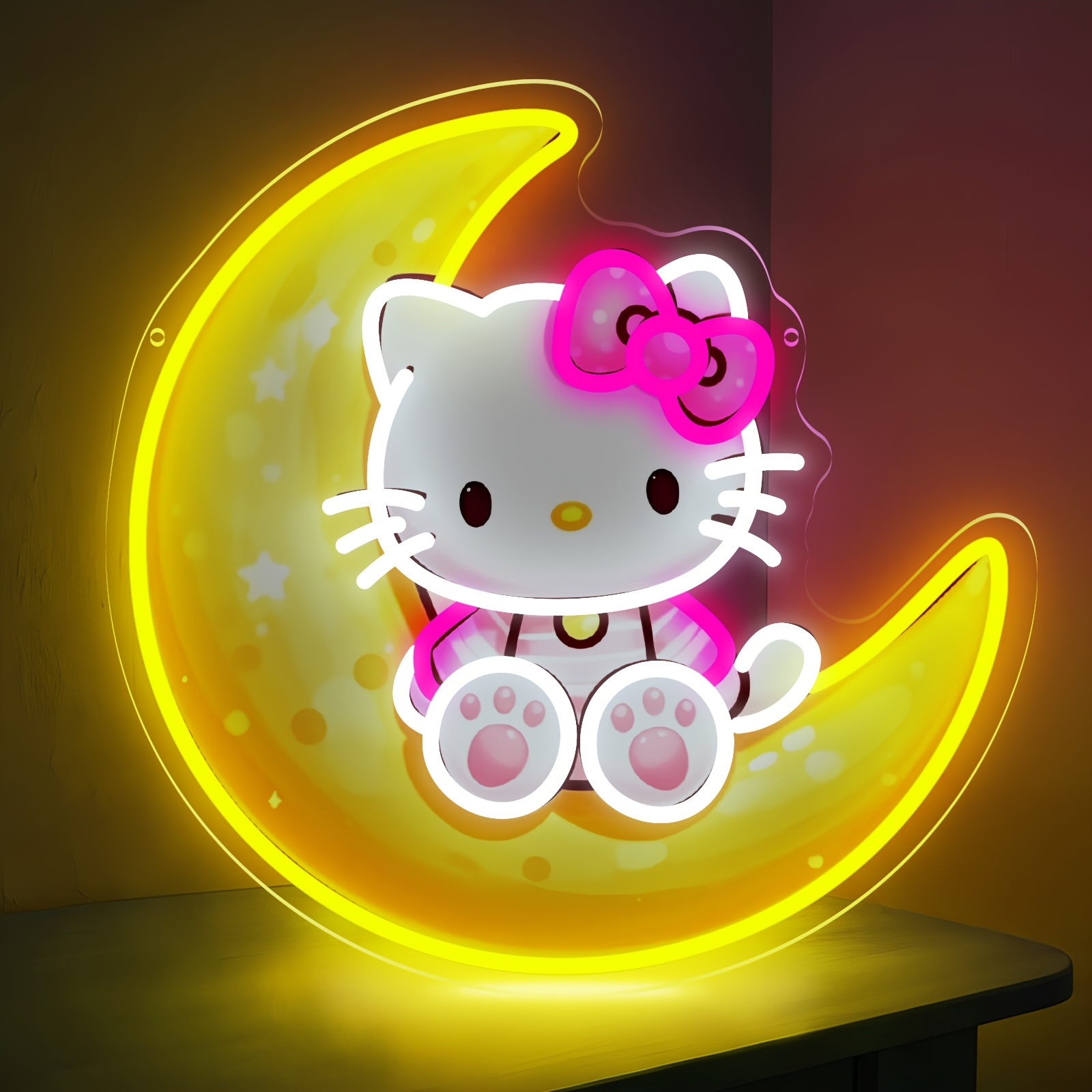 Hello Kitty on Moon Yellow Cut - Lighting Room Decor Items のレビューと価格