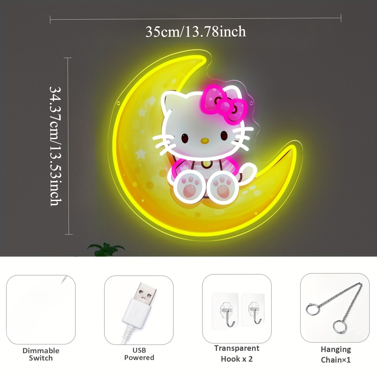 Hello Kitty on Moon Yellow Cut - Lighting Room Decor Items のレビューと価格