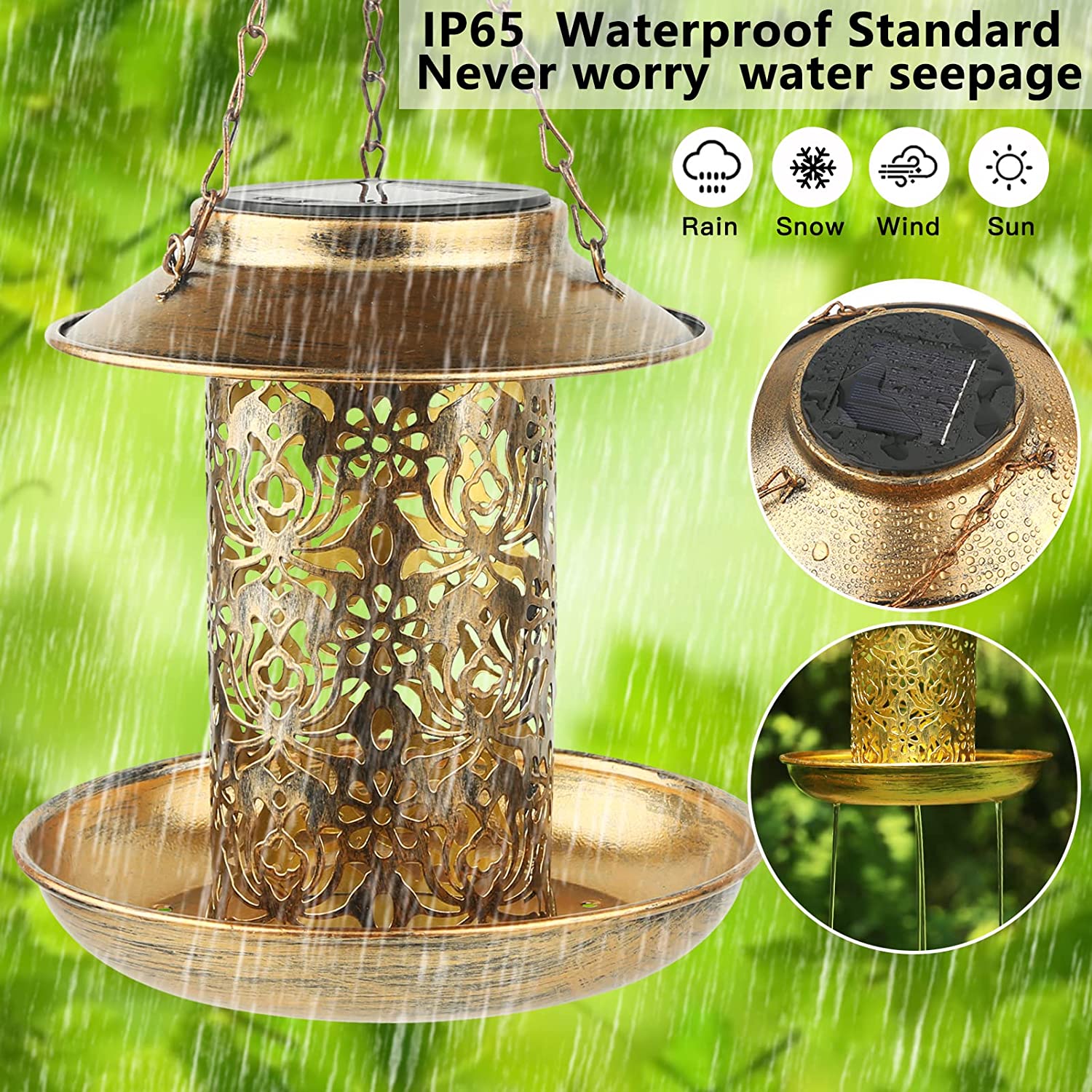 Solar Bird Feeder Metal Outdoo - Outdoor Lighting Decor Ideas のレビューと価格
