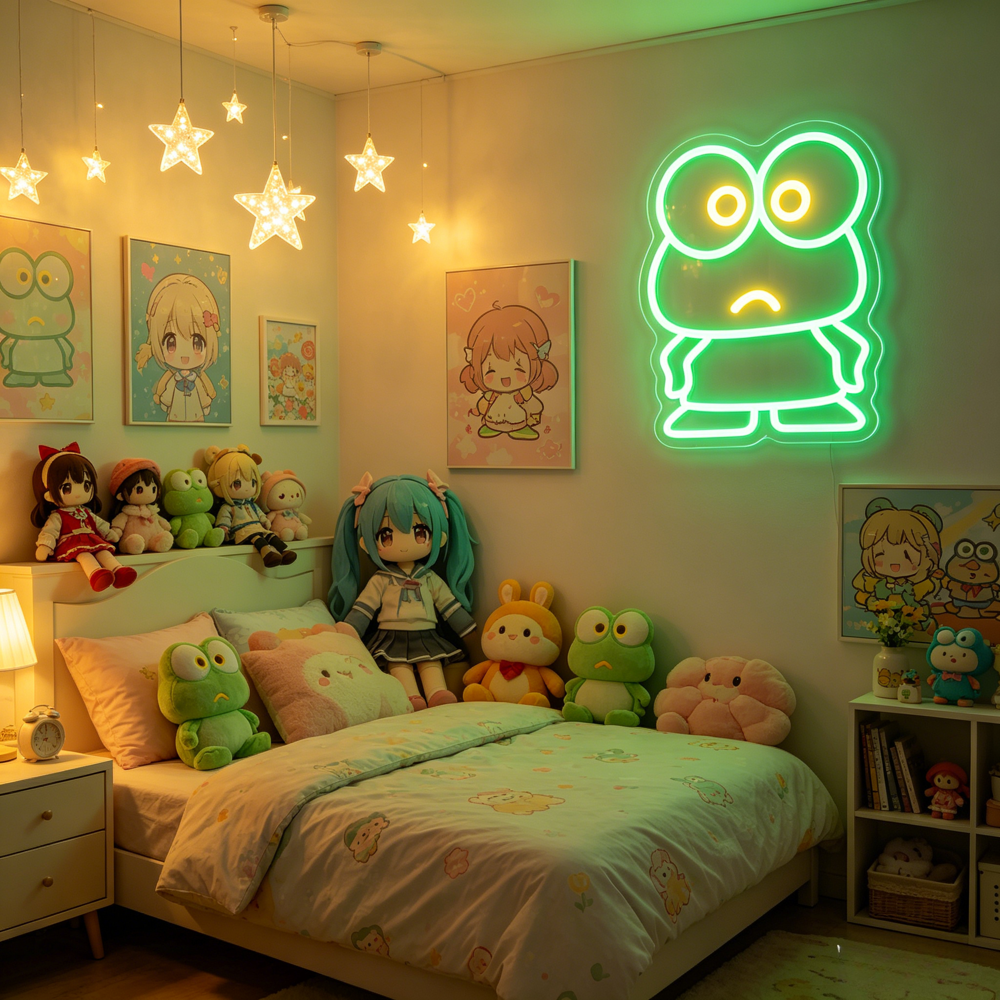Cute Keroppi Neon Sign for Hom - Lighting Room Decor Items のレビューと価格