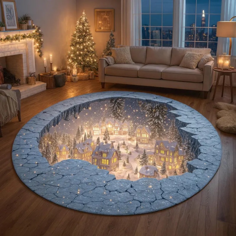3D Christmas Village Rug Winte - Outdoor Lighting Decor Ideas のレビューと価格