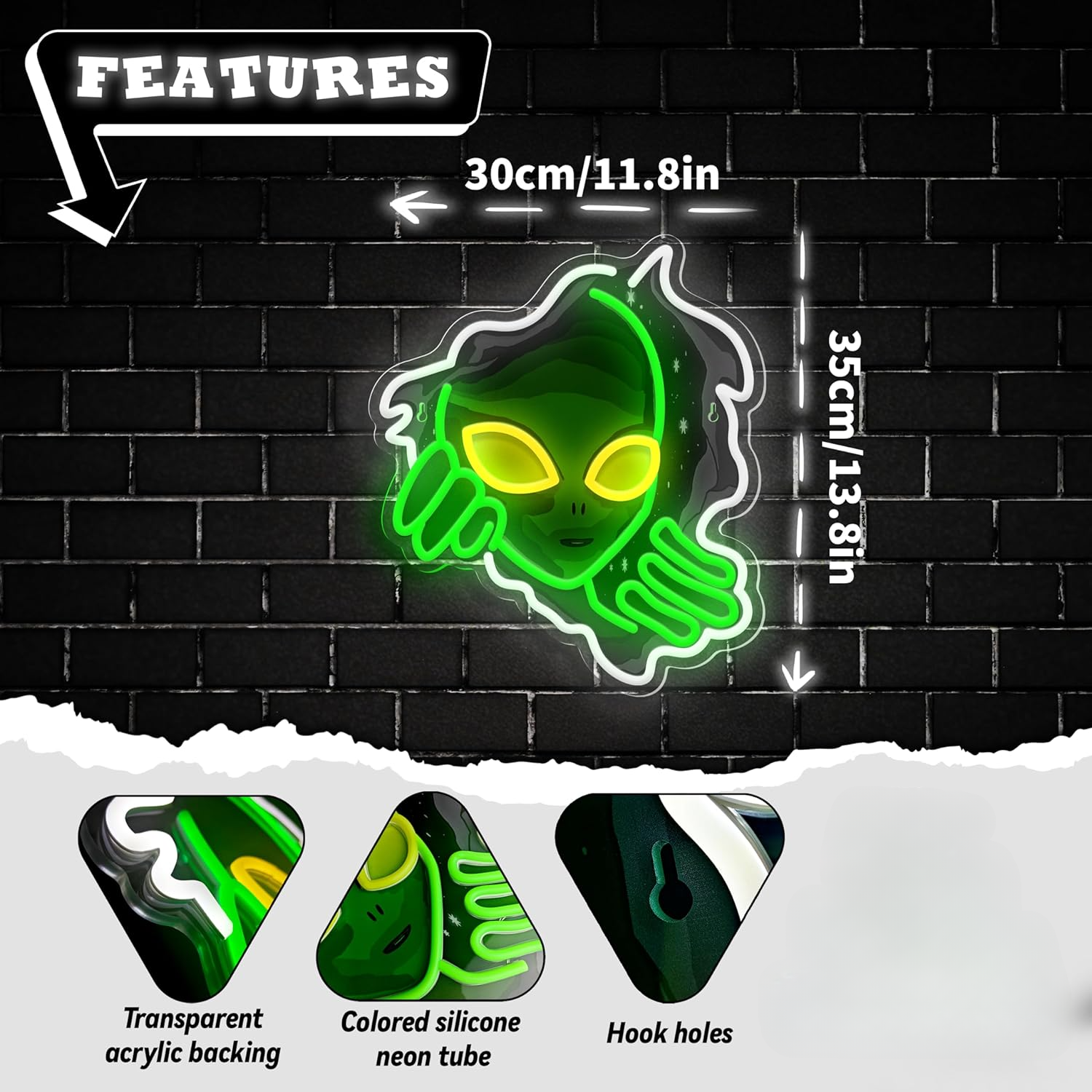 Alien Face Neon Sign Green Glo - Outdoor Lighting Decor Ideas のレビューと価格
