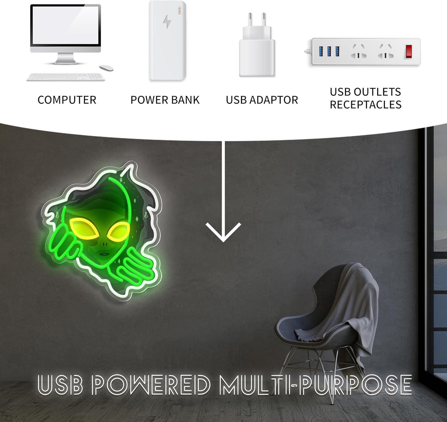 Alien Face Neon Sign Green Glo - Outdoor Lighting Decor Ideas のレビューと価格