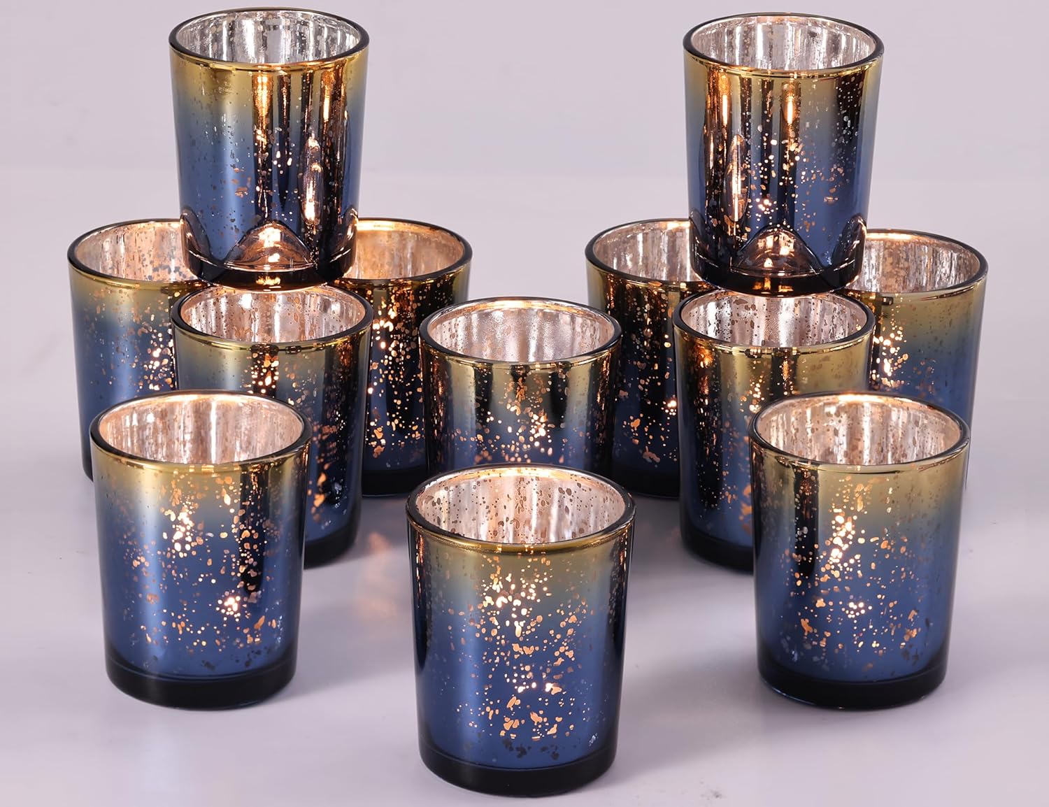 Navy Mercury Glass Tealight Ca - Candle Holder Set のレビューと価格