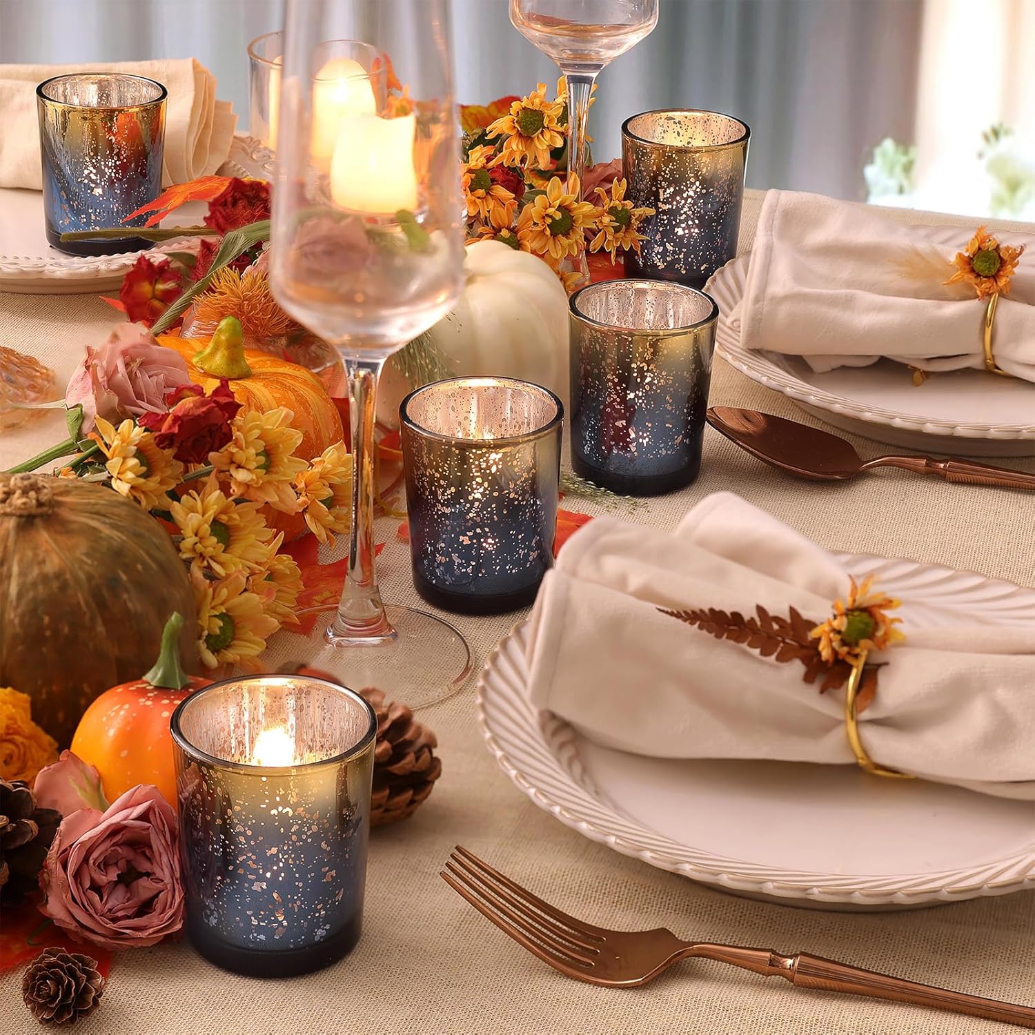 Navy Mercury Glass Tealight Ca - Candle Holder Set のレビューと価格