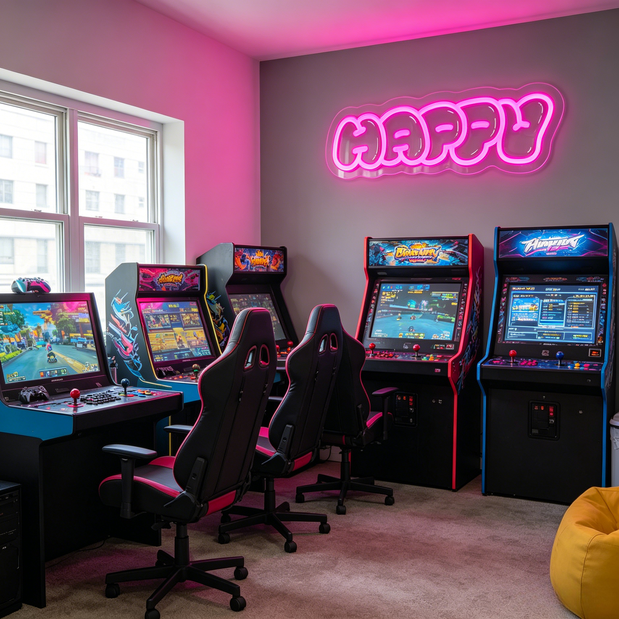Happy Neon Sign LED Wall Art L - Lighting Room Decor Items のレビューと価格