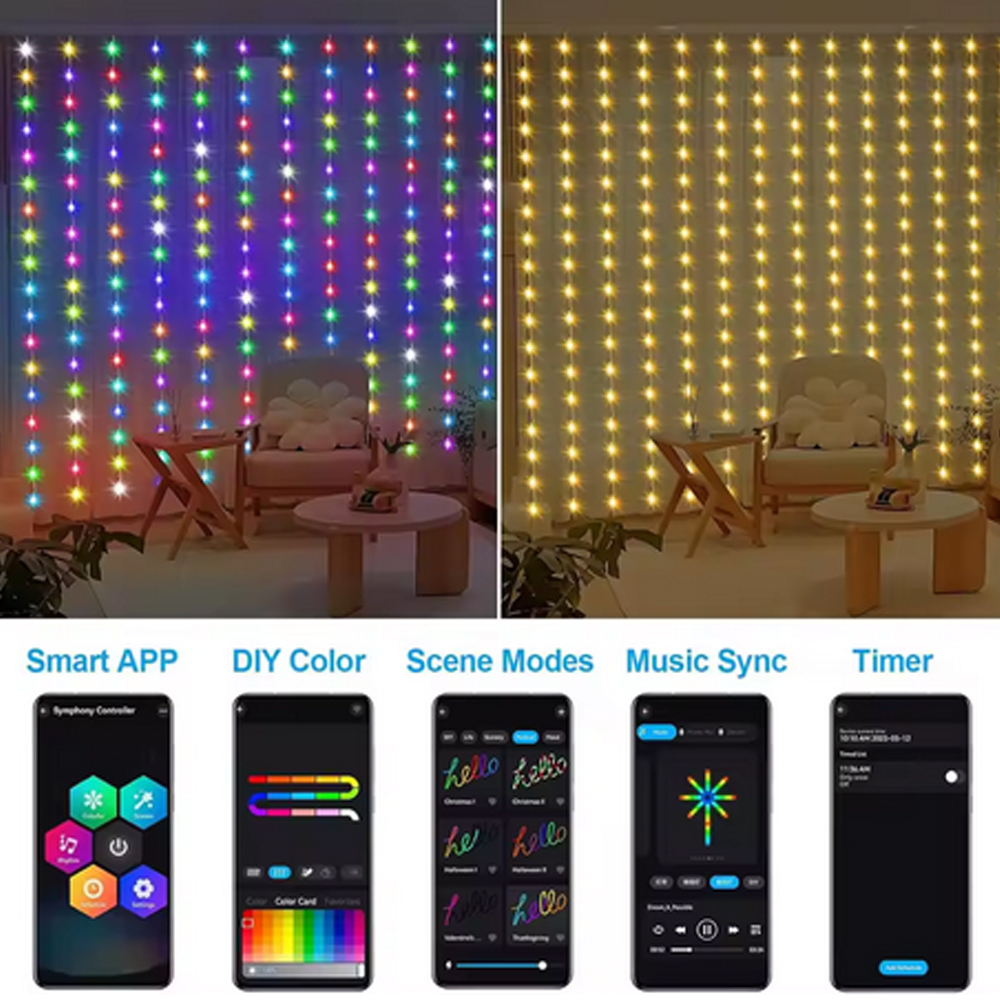 3M RGB Smart LED Curtain Light - Wedding Lighting And Decor のレビューと価格