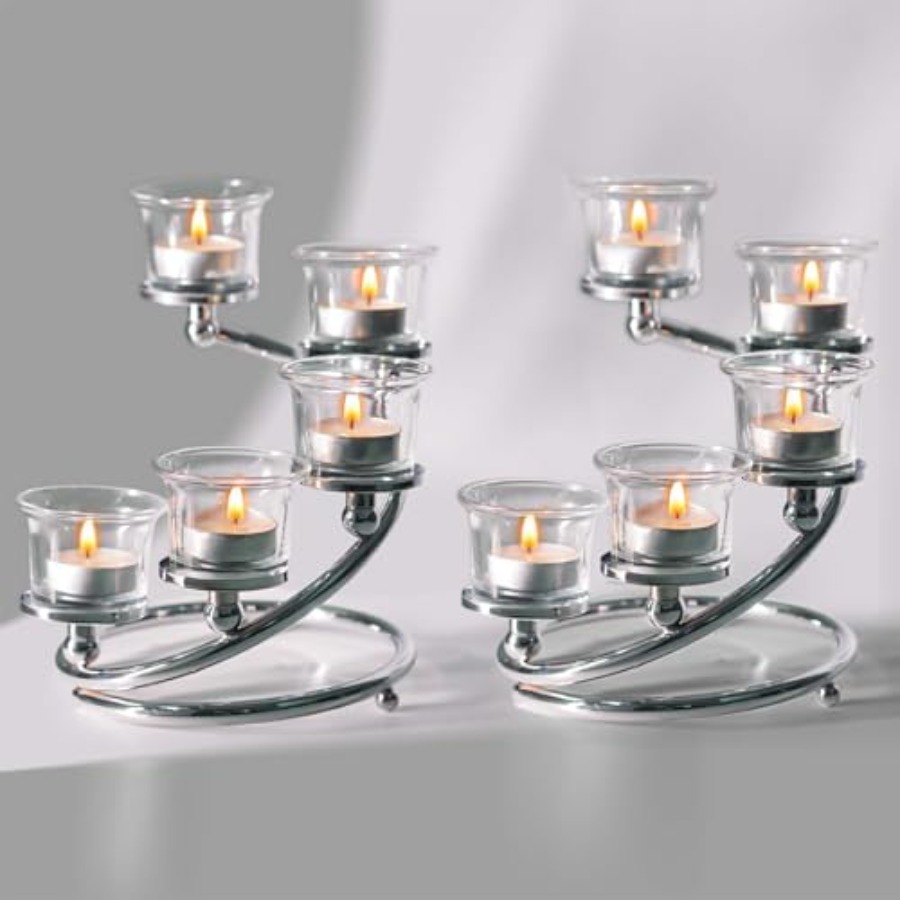 5-Piece Glass Tea Light Candle - Candle Holder Set のレビューと価格