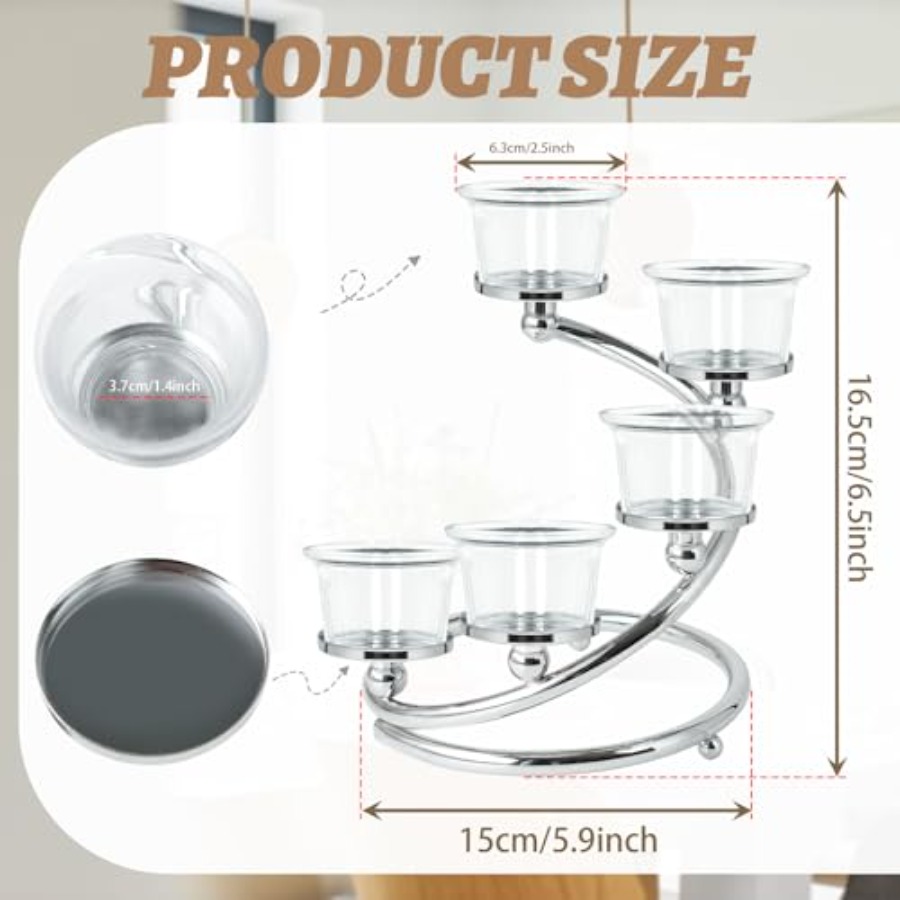 5-Piece Glass Tea Light Candle - Candle Holder Set のレビューと価格
