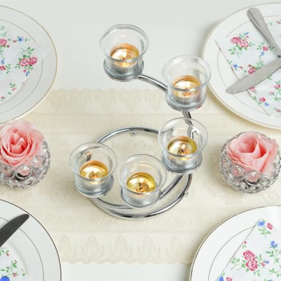 5-Piece Glass Tea Light Candle - Candle Holder Set のレビューと価格