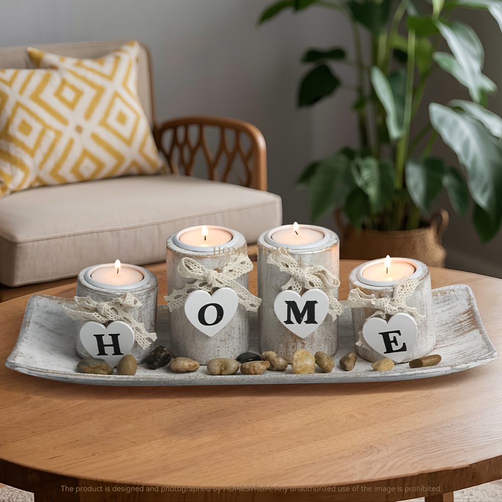 Vintage-Inspired Wooden ' for  - Candle Holder Set のレビューと価格
