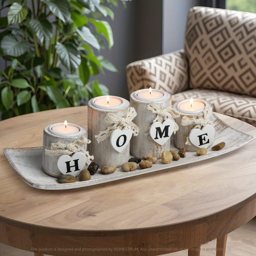 Vintage-Inspired Wooden ' for  - Candle Holder Set のレビューと価格