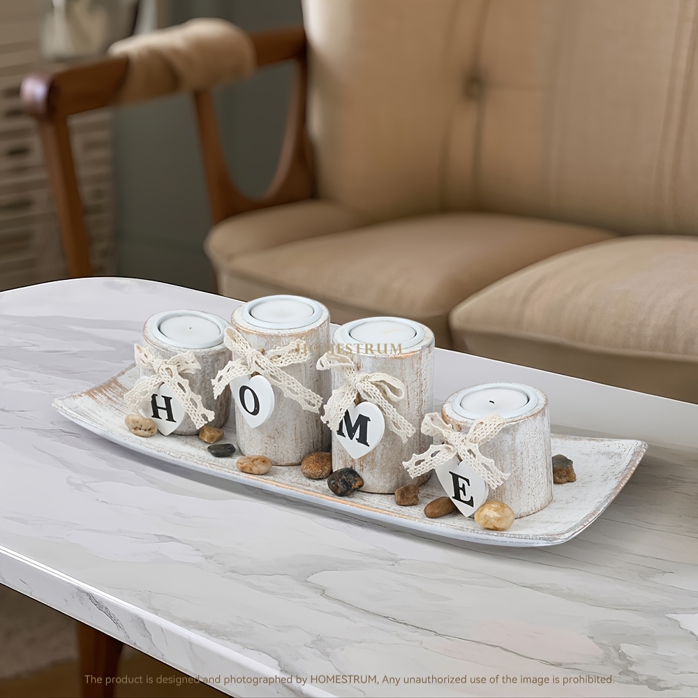 Vintage-Inspired Wooden ' for  - Candle Holder Set のレビューと価格