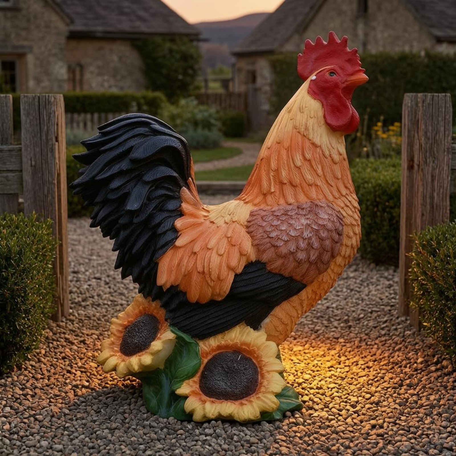 Solar Chicken Garden Sculpture - Outdoor Lighting Decor Ideas のレビューと価格