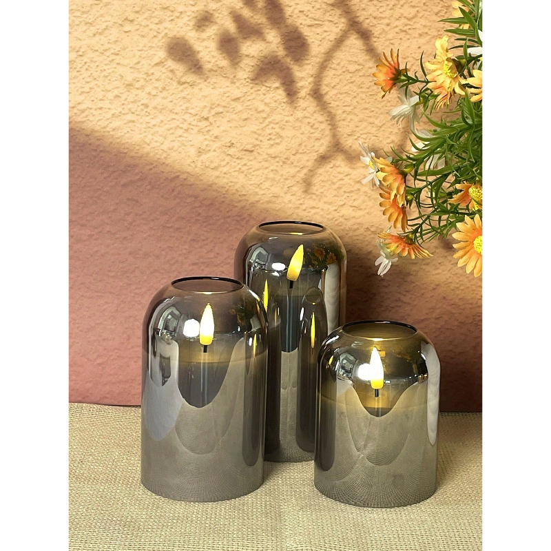 3 Pack Grey Flameless LED Cand - Lighting Decor のレビューと価格